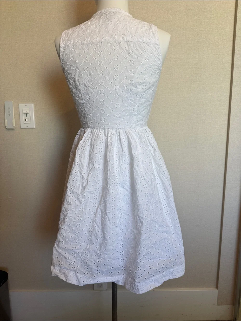 J. Crew White Sleeveless Eyelet Midi Dress